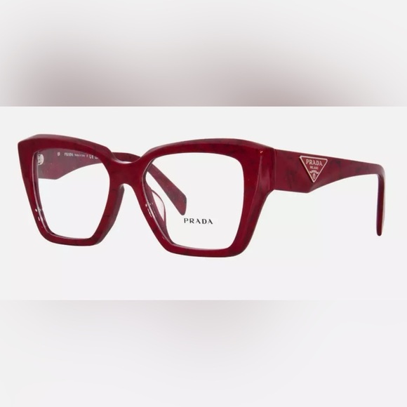 Prada PR09ZV 15D1O1 Eyeglasses Etruscan Marble Red Cat Eye Women - Picture 4 of 4